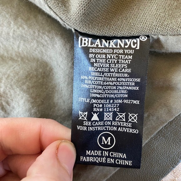 Blank Nyc Faux Leather Jacket Knit Draped Open Army Green medium - Picture 6 of 9